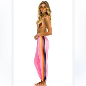 Aviator Nation 5 Stripe Sweatpant in Neon Pink Size XS